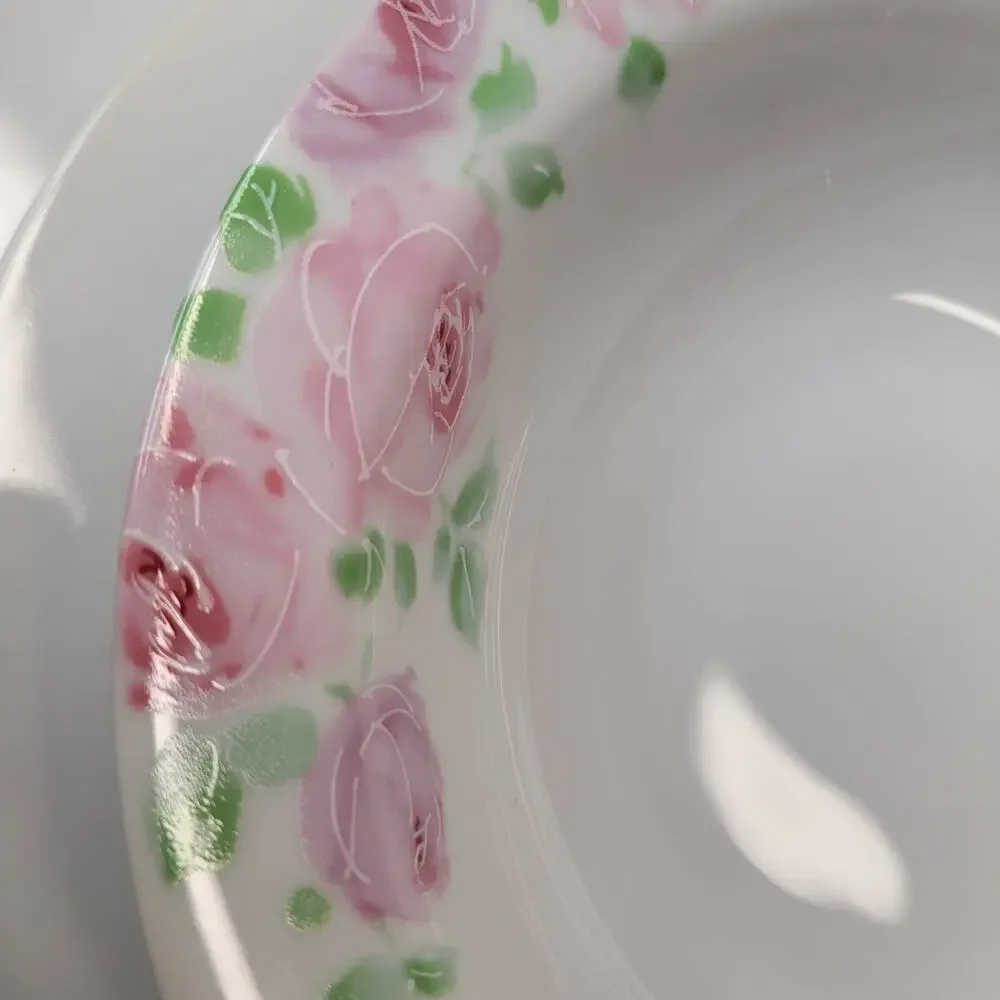 Pier 1 Vintage Rose Jardin Hand Painted China Dinner & Salad Plate Set